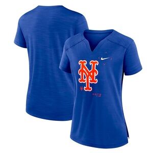 Women's New York Mets Nike Royal Pure Pride Boxy Performance Notch Neck T-Shirt
